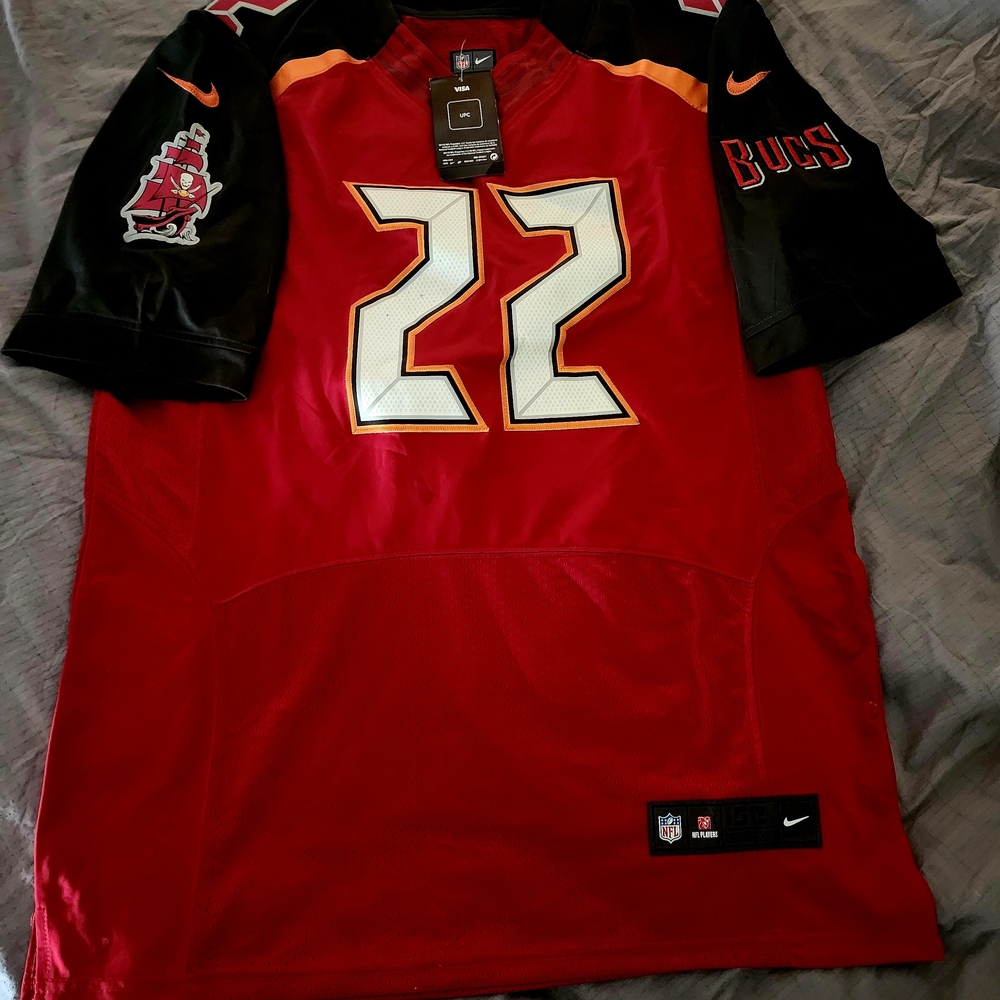 Nike Red and Black Tampabay Martin 22 Men's Jersey with White Accents